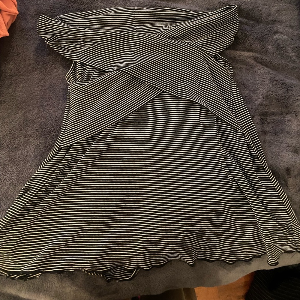 She + sky off the shoulder striped blouse